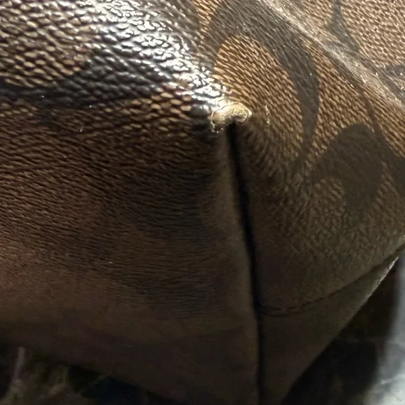 Coach Signature Large City Zip Tote Bag Brown Black Gold Hardware - Picture 9 of 15